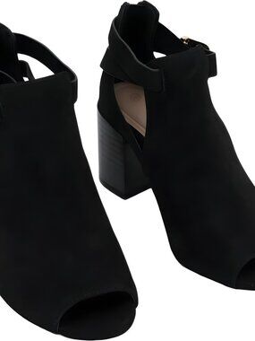 Giani Bernini Gaell Block Heel Peep Toe Shooties Black Suede 5 M